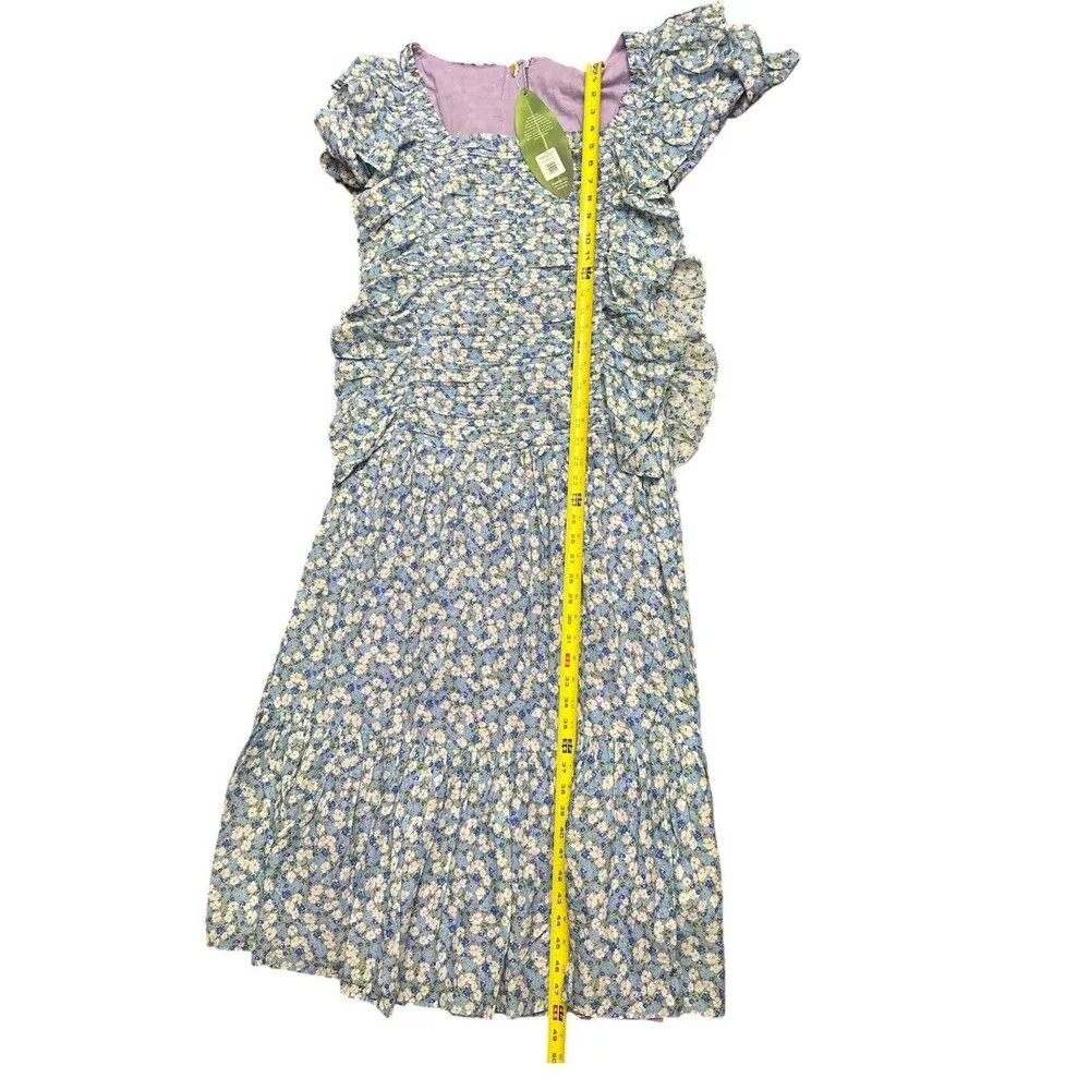 FARM Rio Tiny Garden Lilac Smocked Short Sleeve Midi Dress Size S Floral New - Image 7