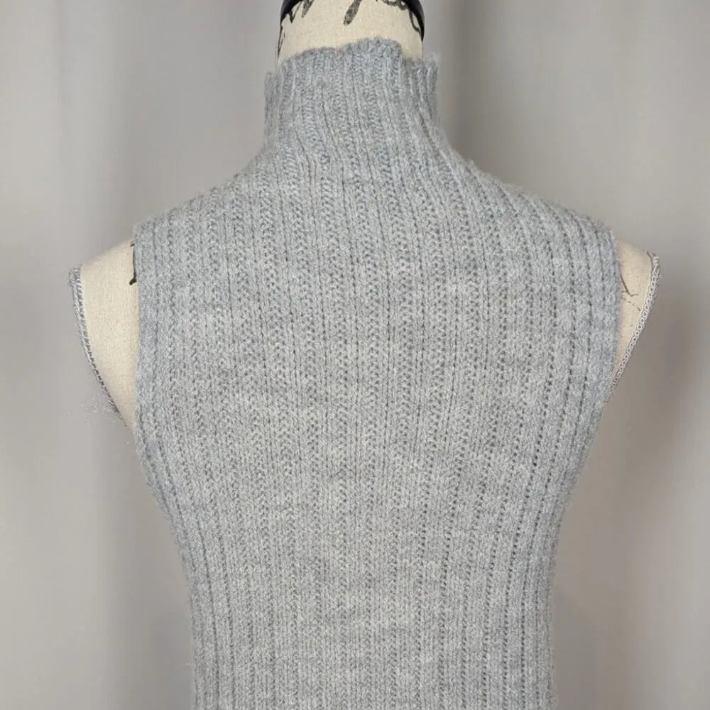 Bartolini Sleeveless Mock Neck Cable Knit Wool Sweater Gray Size S - Image 9
