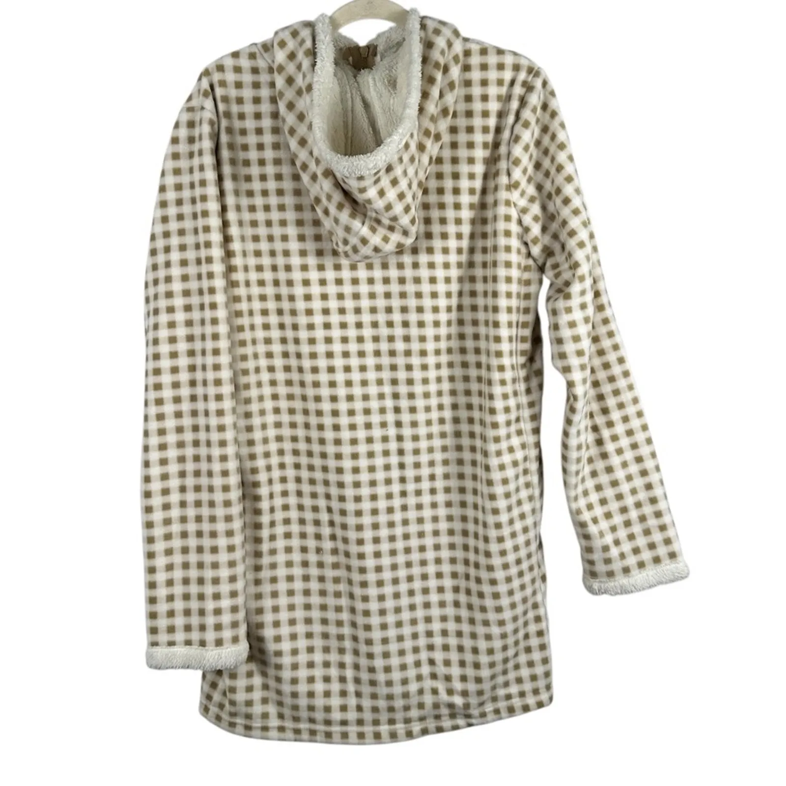 Ludor Court Tan White Sherpa Lined Full Zip Long Coat XLarge Size XL - Image 2