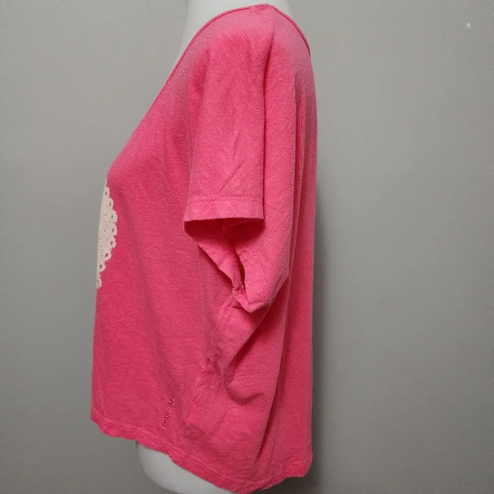 O'neill pink vintage heart combed cotton ringspun tee size xl - Image 3