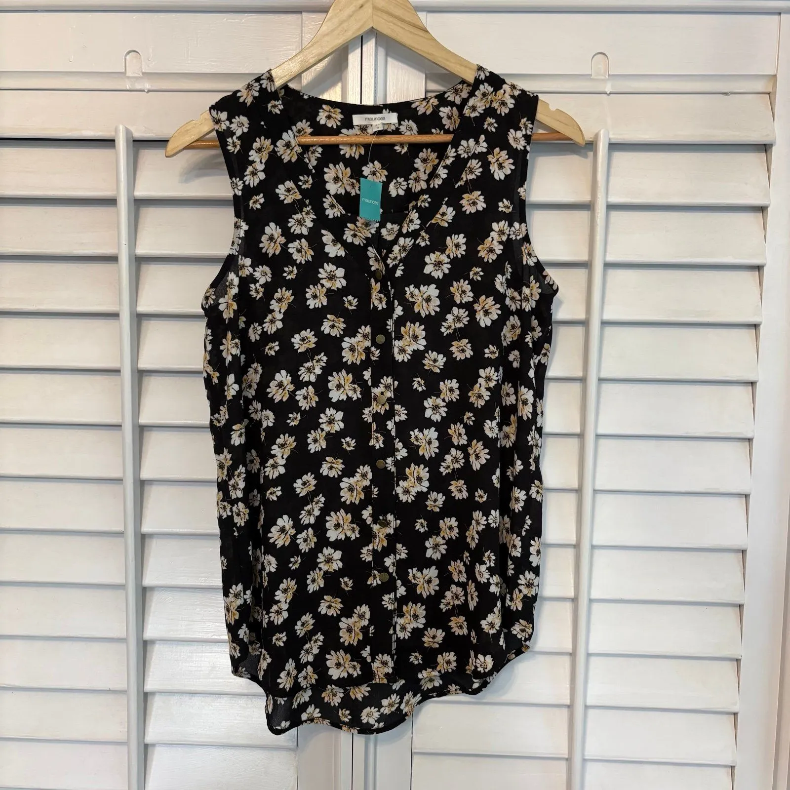 Maurices  Black And Yellow Floral Tank Top Size‎ Small - Image 2
