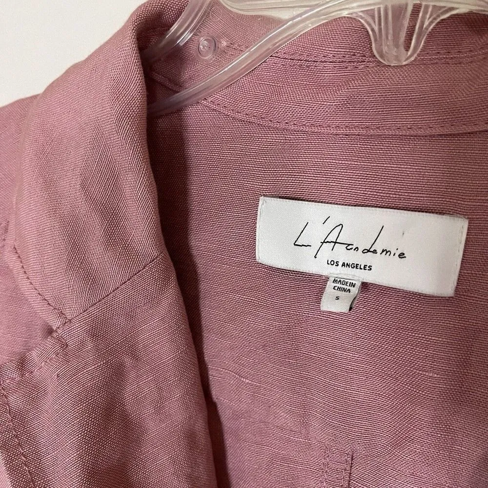 NWOT REVOLVE L'Academie Eden pink Tie waist linen romper size US small - Image 6