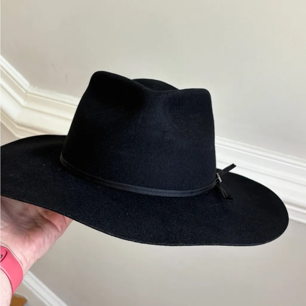 Gigi Pip Emery Rancher Fedora Hat Size 61 Size XL Australian Wool Felted Western Black - Image 4