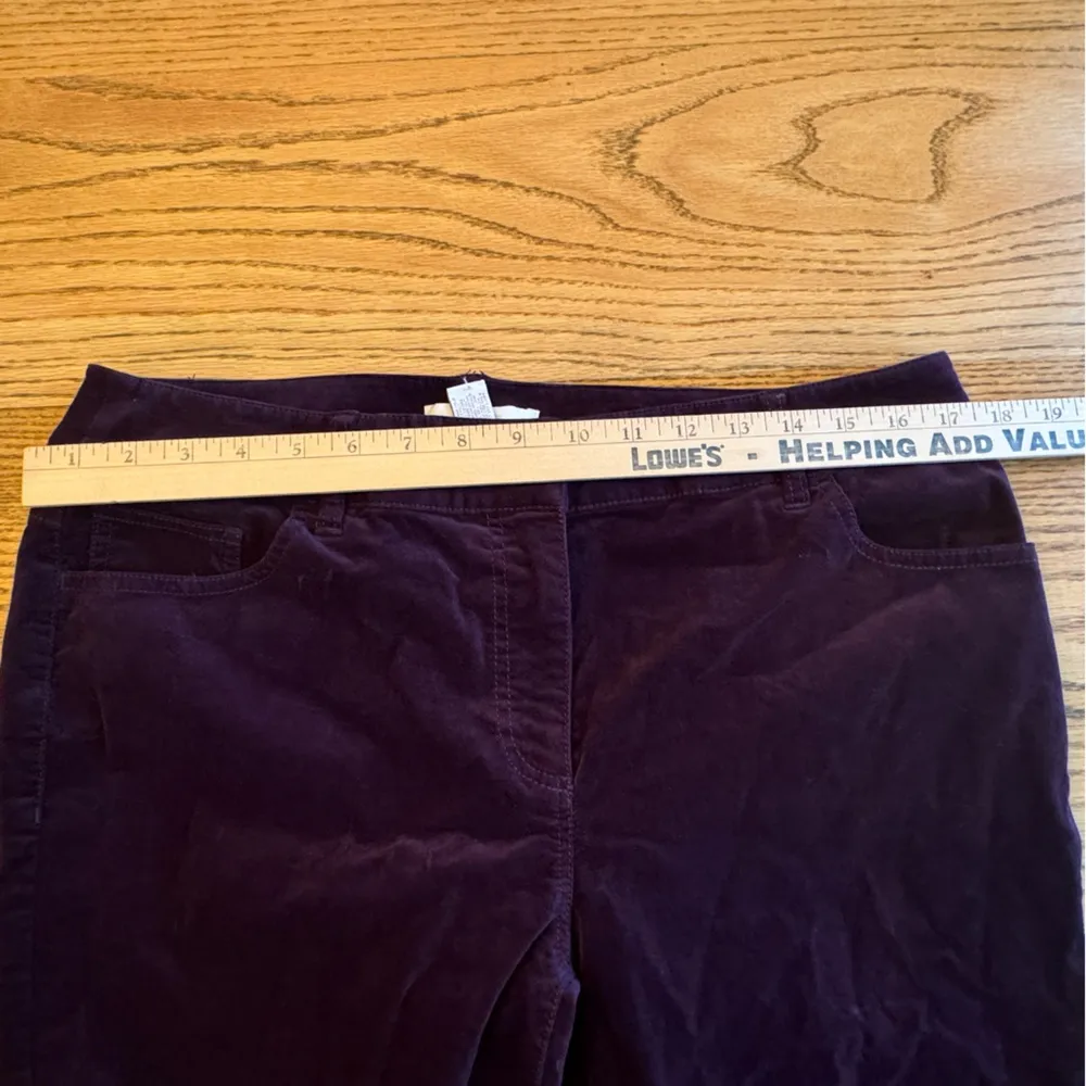 Chico's Velvet Pants Women's Size 2 Purple Straight Leg Jewel Button Front Party - Image 5