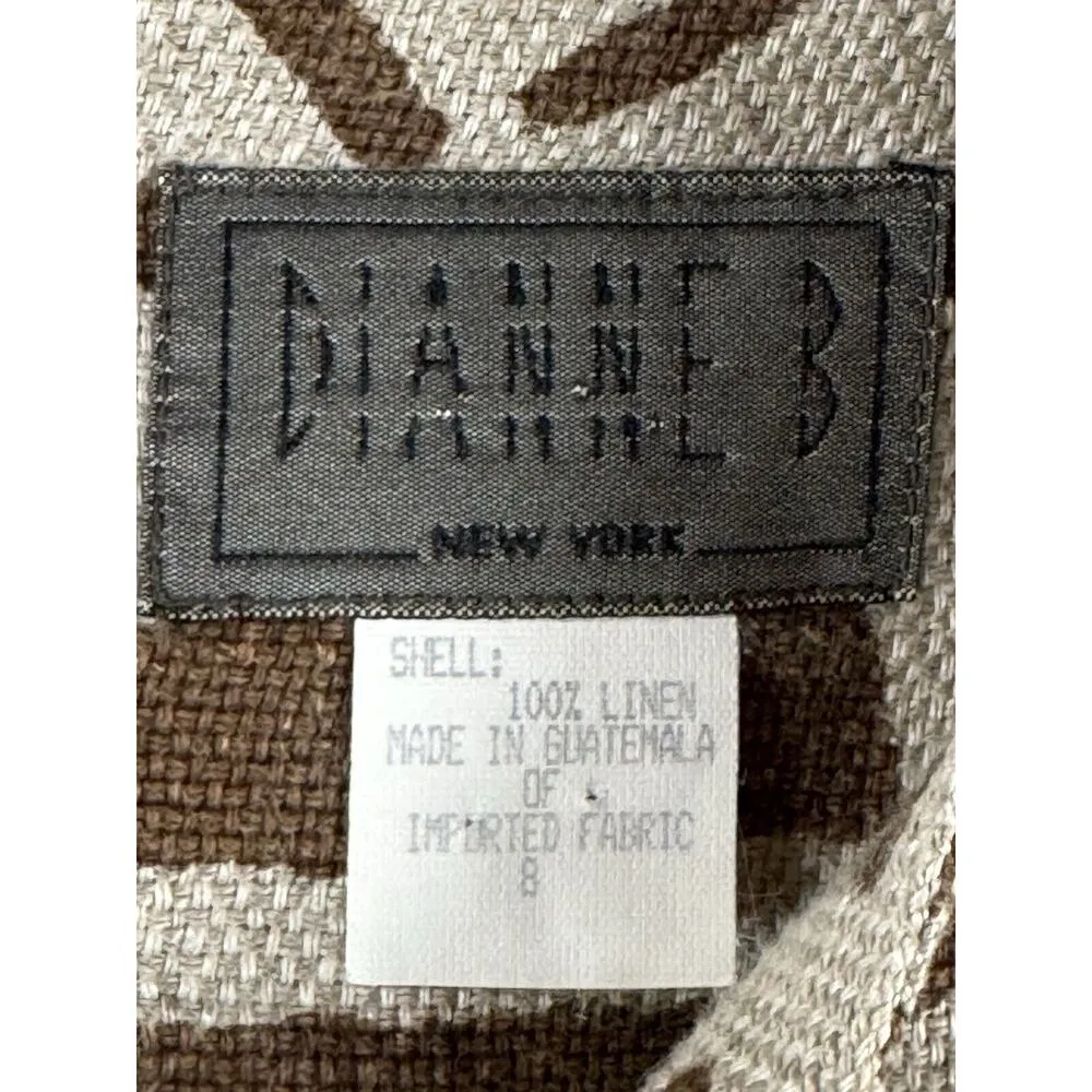 Women Linen Dress‎ Size 8 Aztec Tribal Geometric Abstract Boho Chic Brown - Image 7