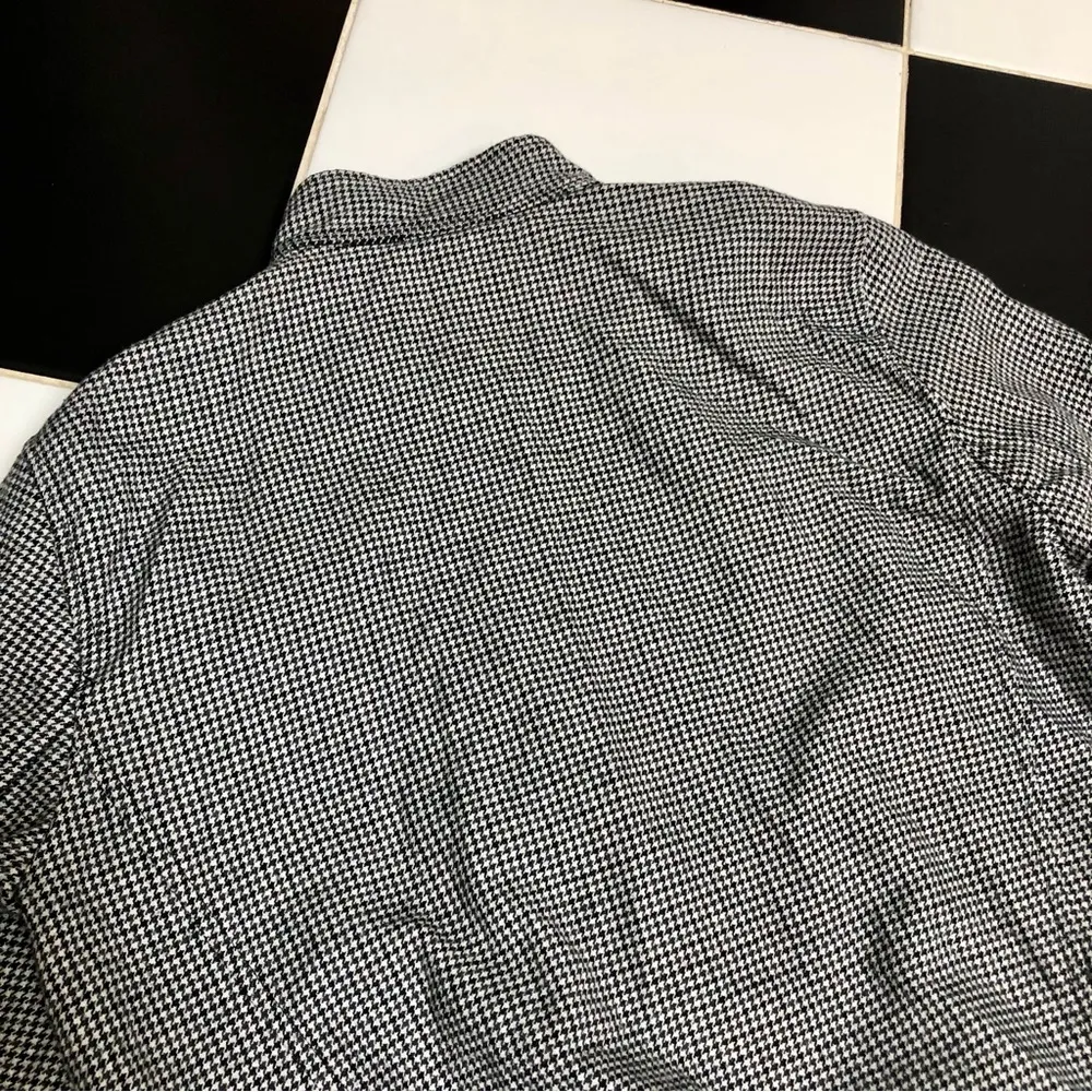 Trafaluc Houndstooth Bomber Jacket Ribbed Retro Academia Black White Moto L - Image 10