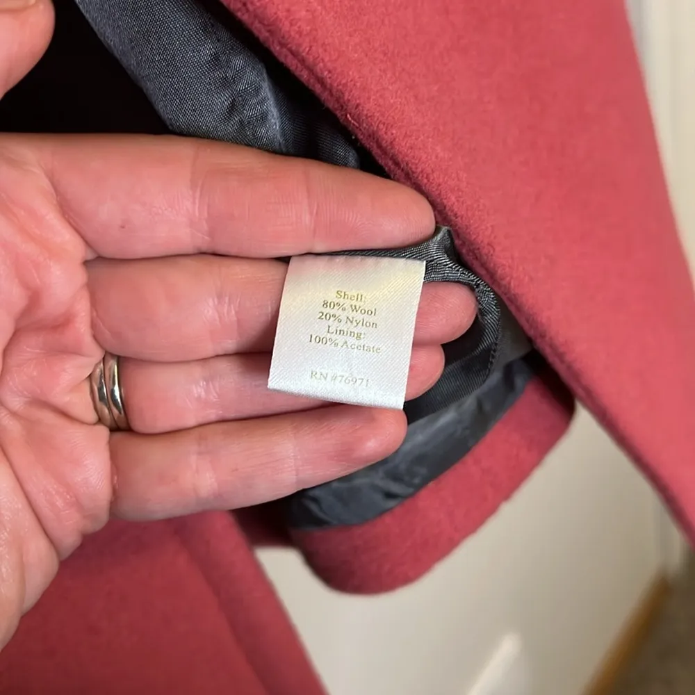 Garnet Hill Coral Orange Pink Wool Blend Double Breasted Pea Coat 6 - Image 12