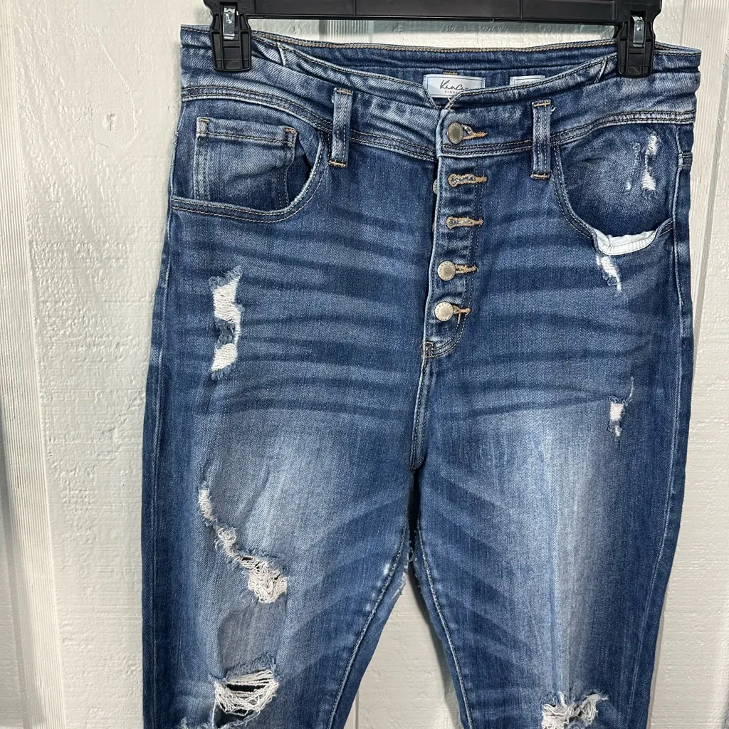 KanCan Curvy Ultra High Rise Skinny Ankle Button Fly Distressed Jeans SZ 30 EUC - Image 3