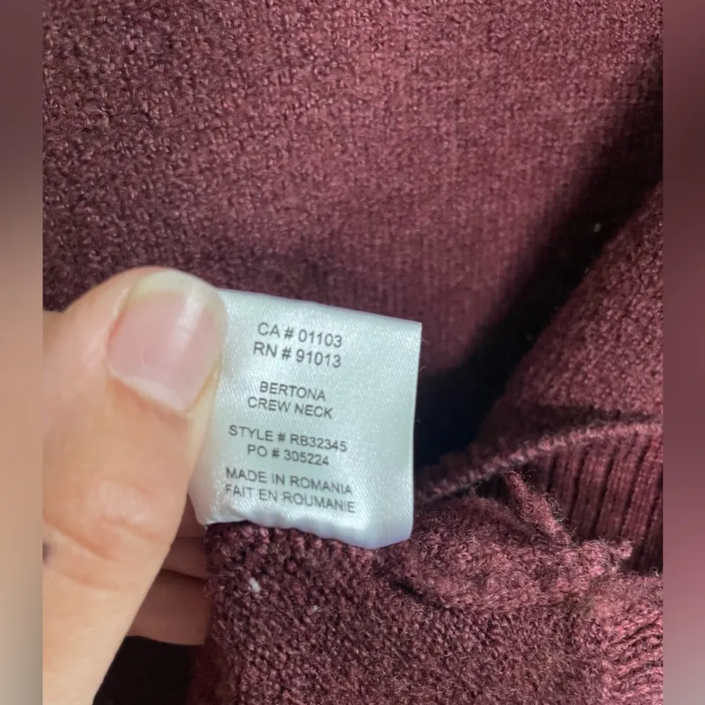 Robert Barakett Maroon Crew Neck Bertona Merino Wool Sweater Classic Knit Sz 2XL Red - Image 5