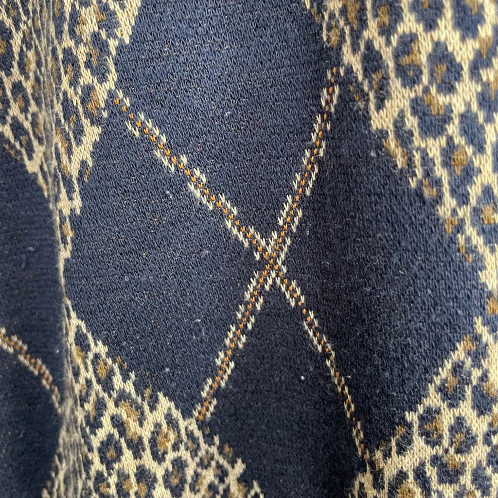 Vintage Argyle Sweater Vest Faux Set‎ Leopard Print Tan Navy Women Size Medium - Image 8