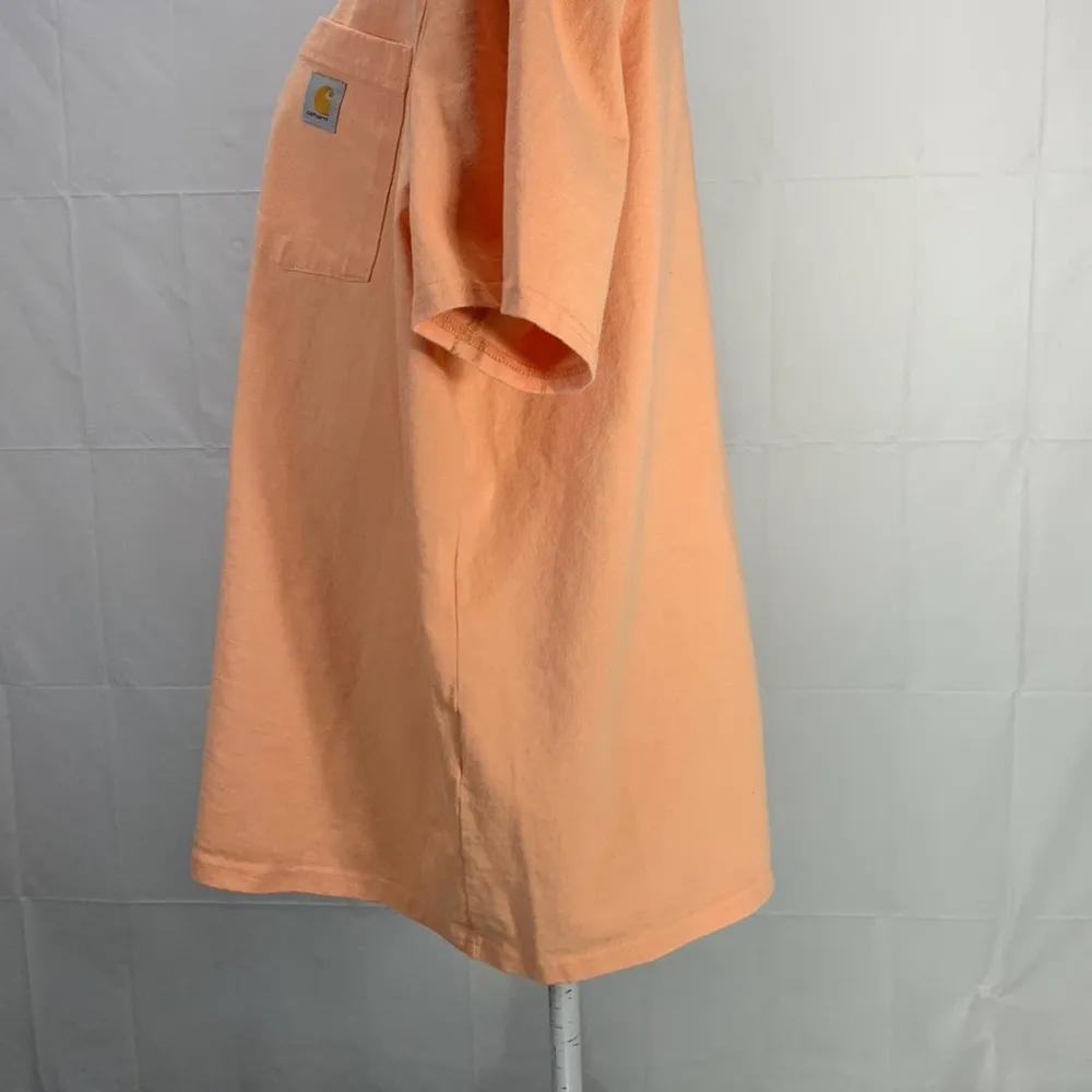 Carhartt Loose Fit Light Orange Peach Workwear Crew neck Pocket Tee Size… - Image 7