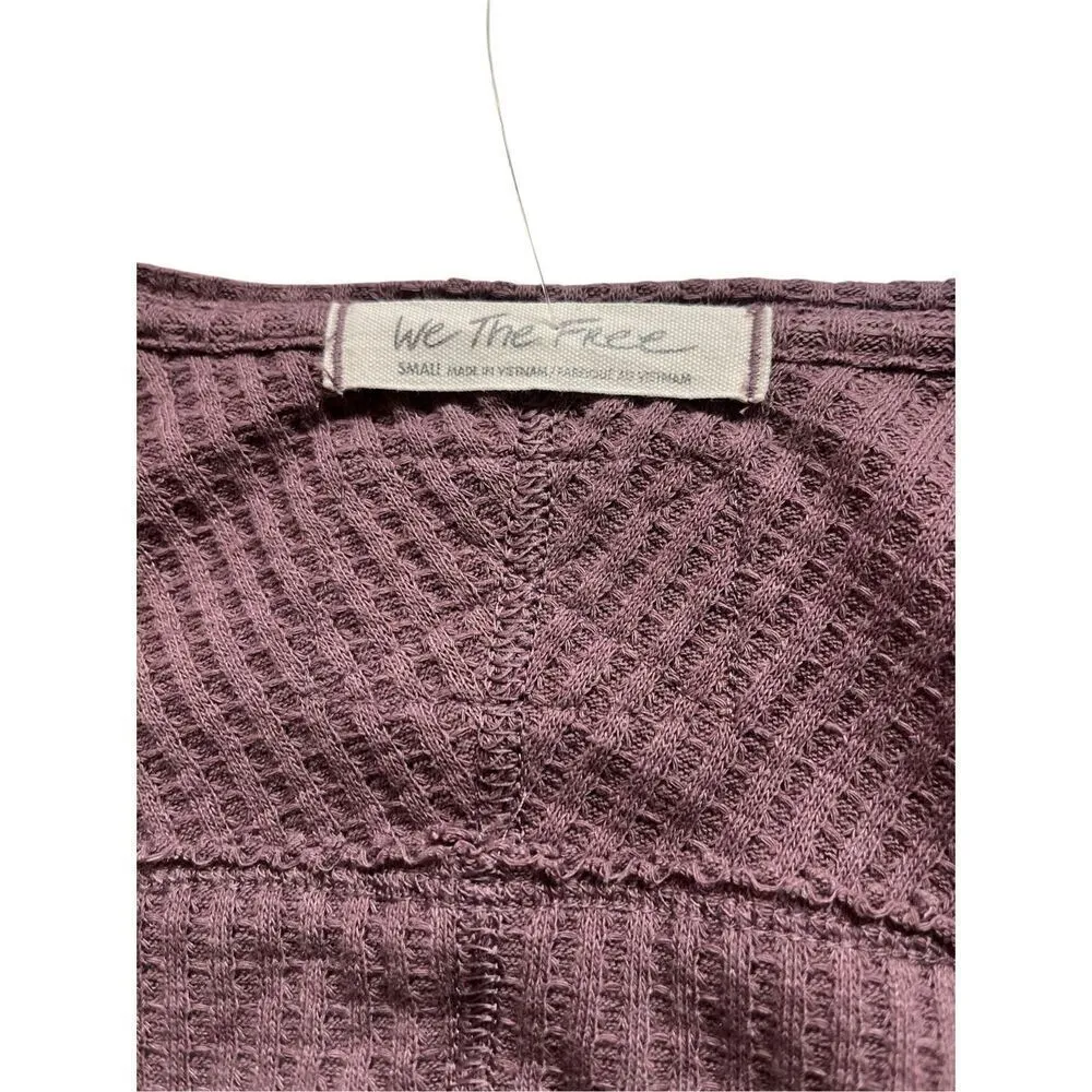 Anthropologie We the Free waffle weave top light plum color sz Small - Image 3