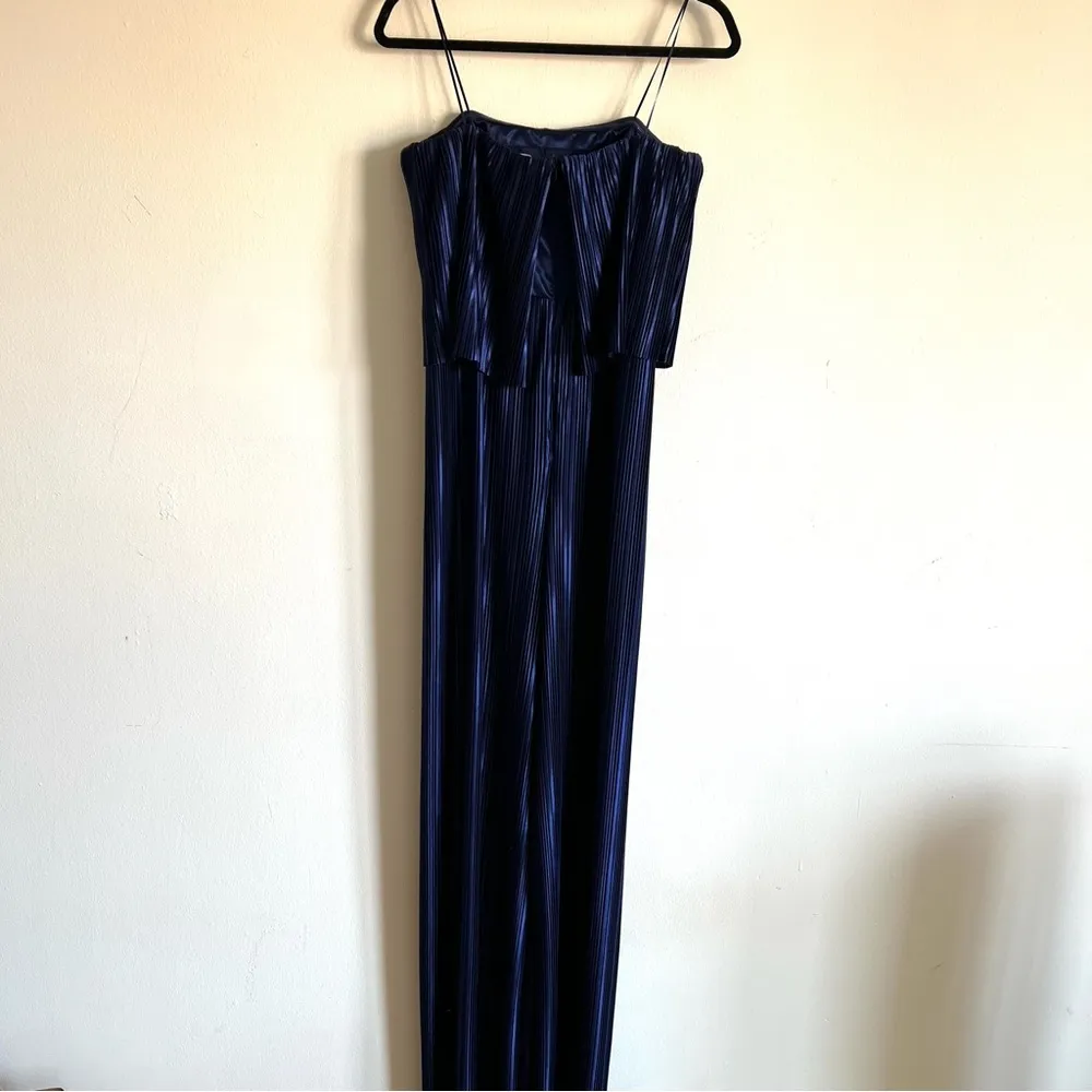 New Amanda Uprichard Collina Sleeveless OTS Pants
Crinkle Jumpsuit Navy M C8 - Image 6