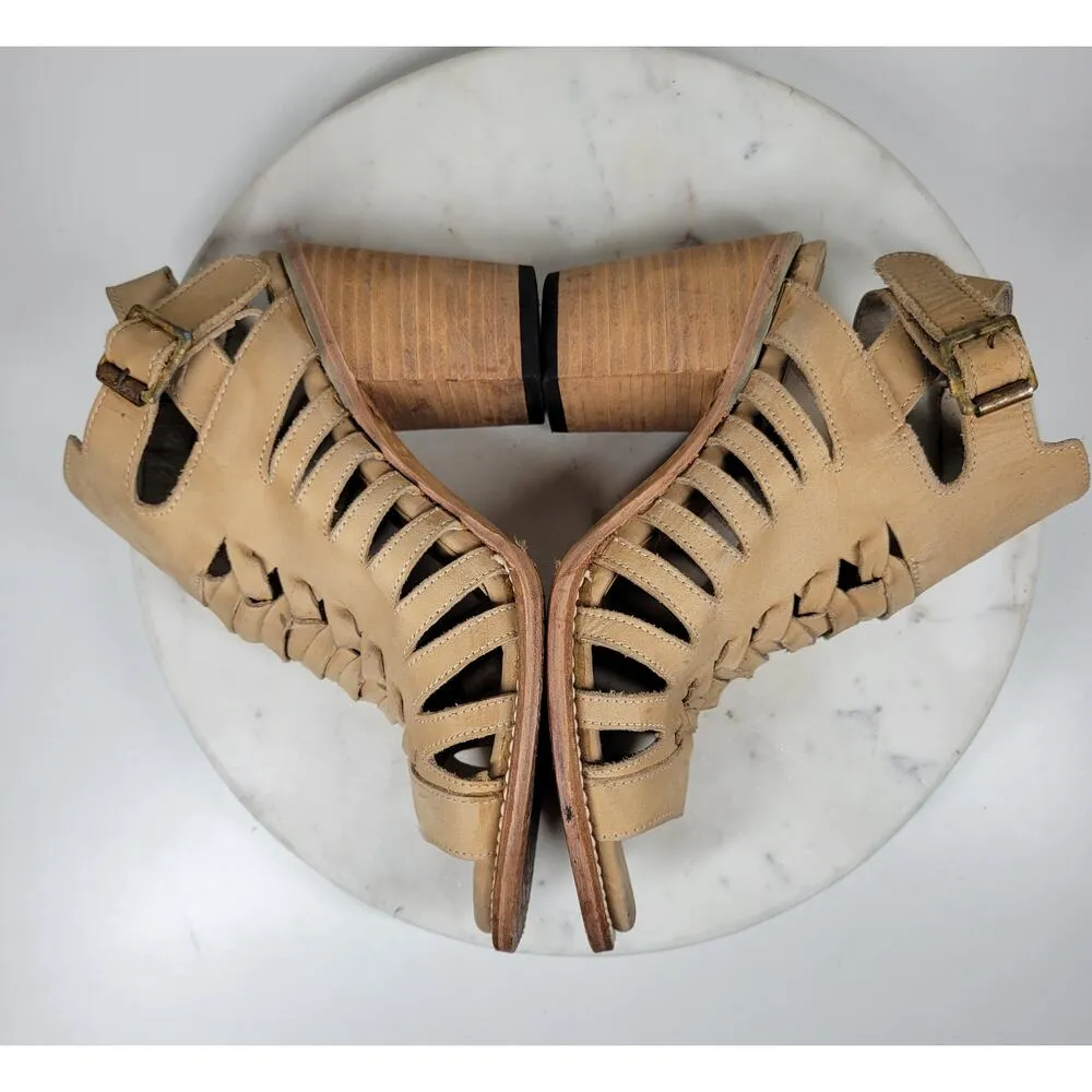 Freebird by Steven Bongo Sandals Womens 10 Taupe Leather Suede Gladiator Strappy - Image 5