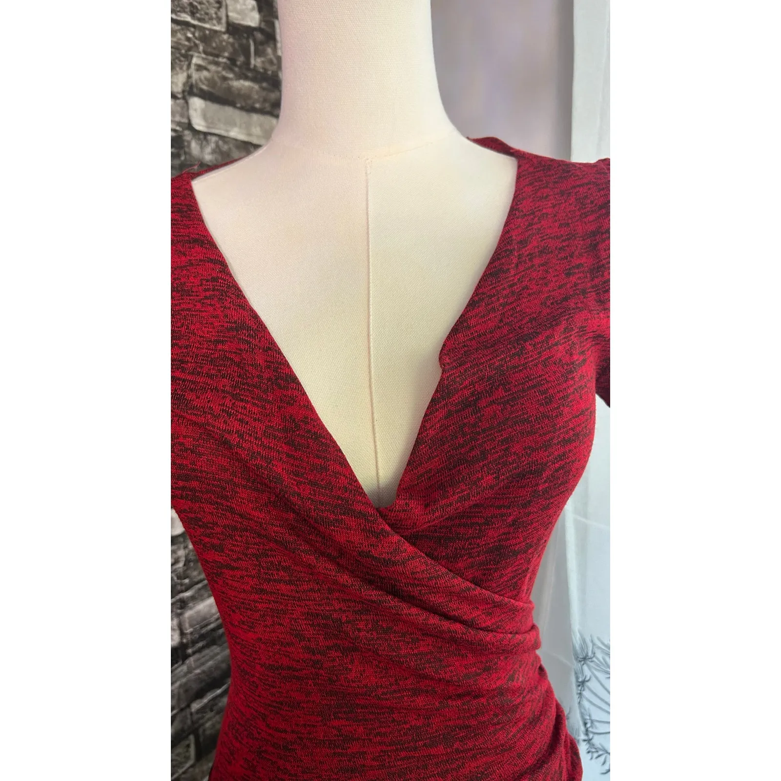 Body Central Dress Red/Black Sz M Vtg Belt w/ Chains Emo Goth Glam Bodycon Punk - Image 2