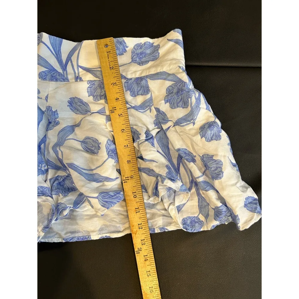 Emily McCarthy Blue White Ruffle Skorts Swing Shorts Resort Vacation Size L - Image 7