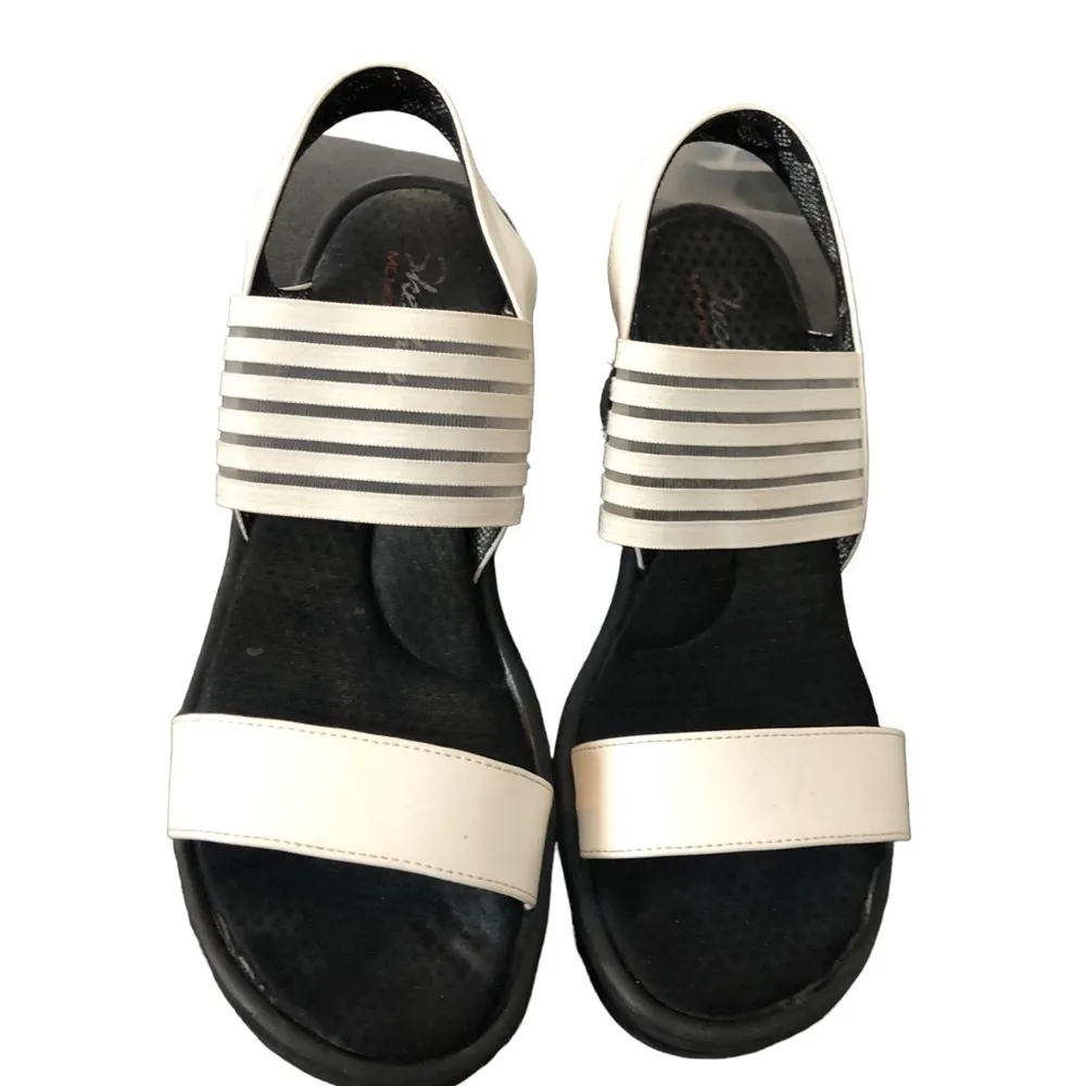 Skechers Cali Women's Rumblers Sci-Fi Wedge Sandal White Size 9 Cushion Sole - Image 5