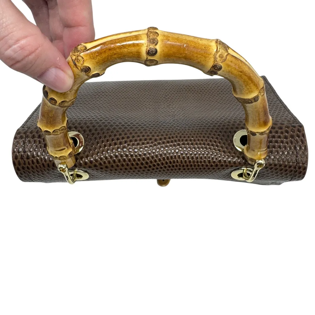 New J. McLaughlin Alison Pebbled Leather Top Crossbody Purse Bamboo Handle - Image 7