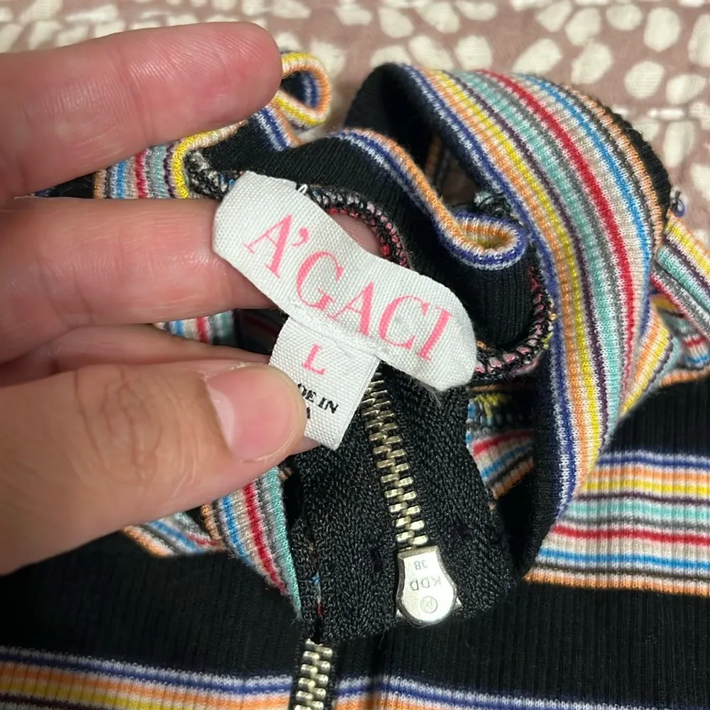 Agaci Black Striped Crop Top Size Large - Image 5