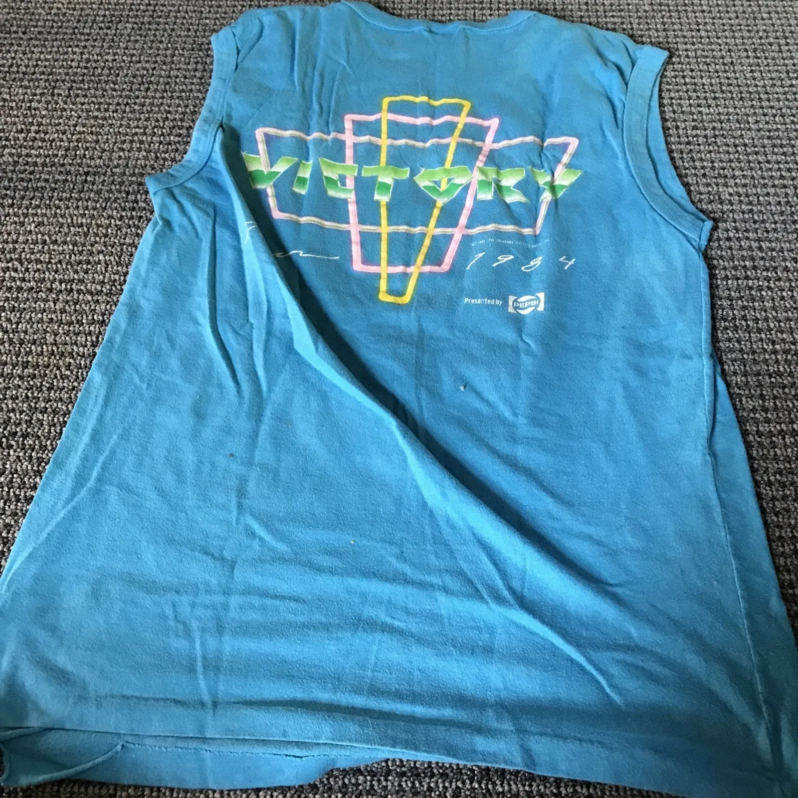 Michael Jackson‎ 1984 Victory Your Tank Top Large Teal VINTAGE Blue Size M - Image 5