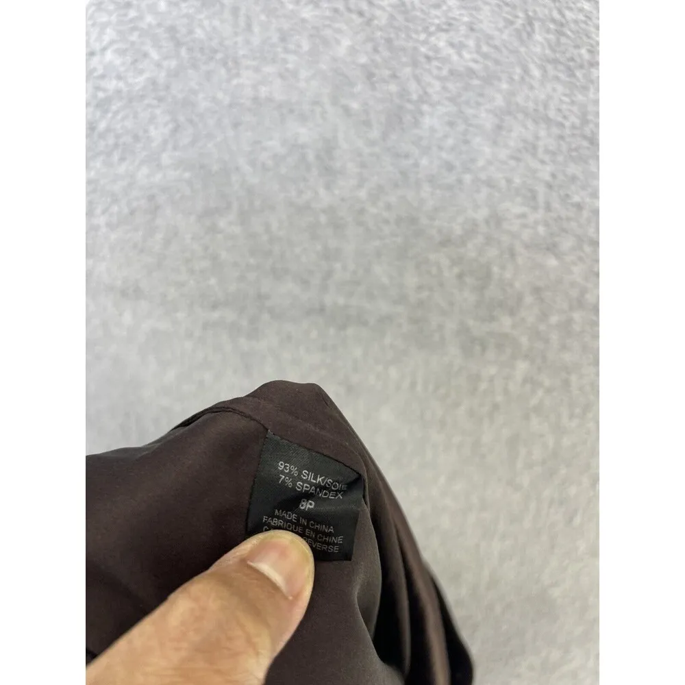 Elie Tahari Women's Skirt A Line Printed Size 8Petite Silk Blend Burgundy - Image 4