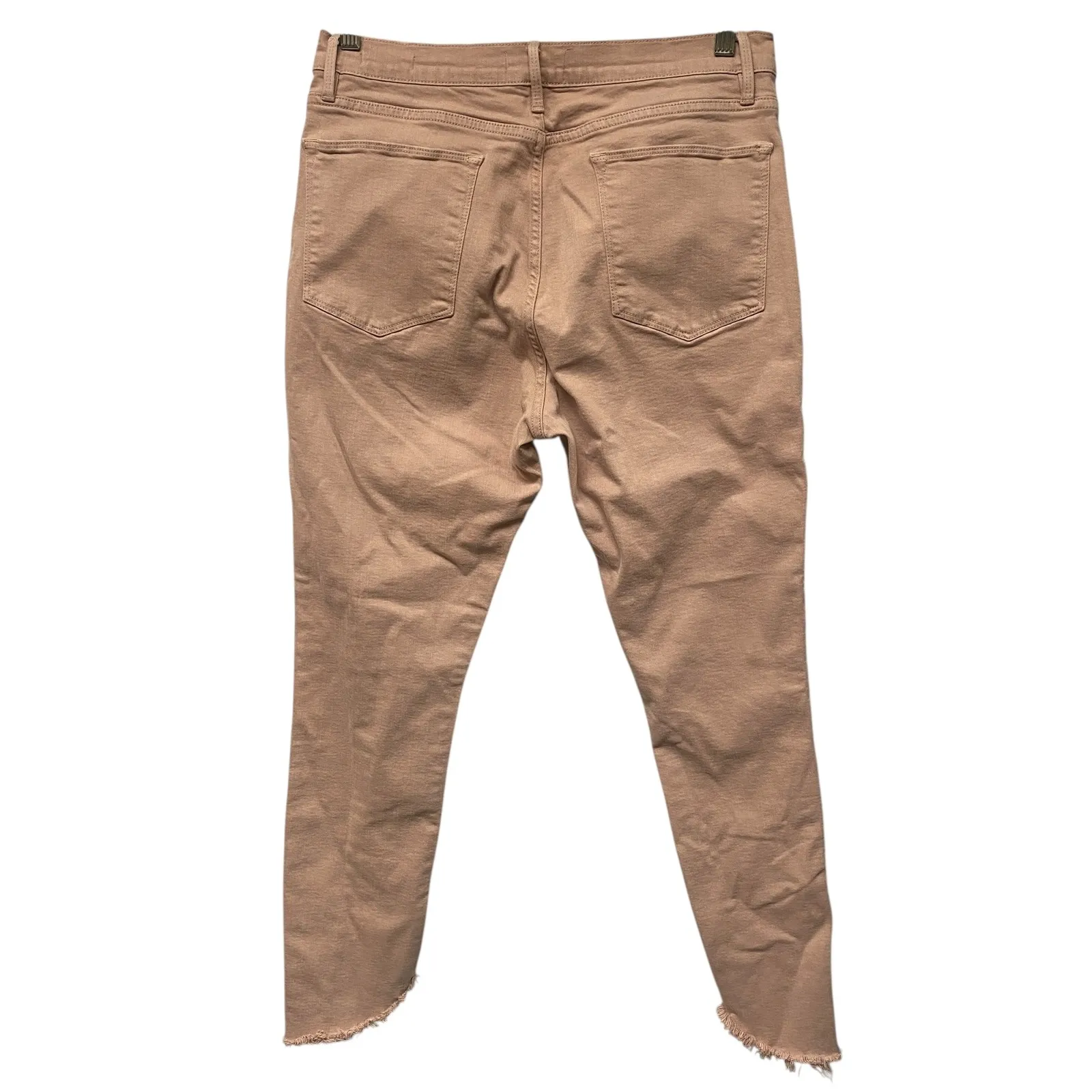 FRAME Denim Le High Skinny Jeans Rose Beige High Rise Frayed Hem Ankle Size 32 - Image 2