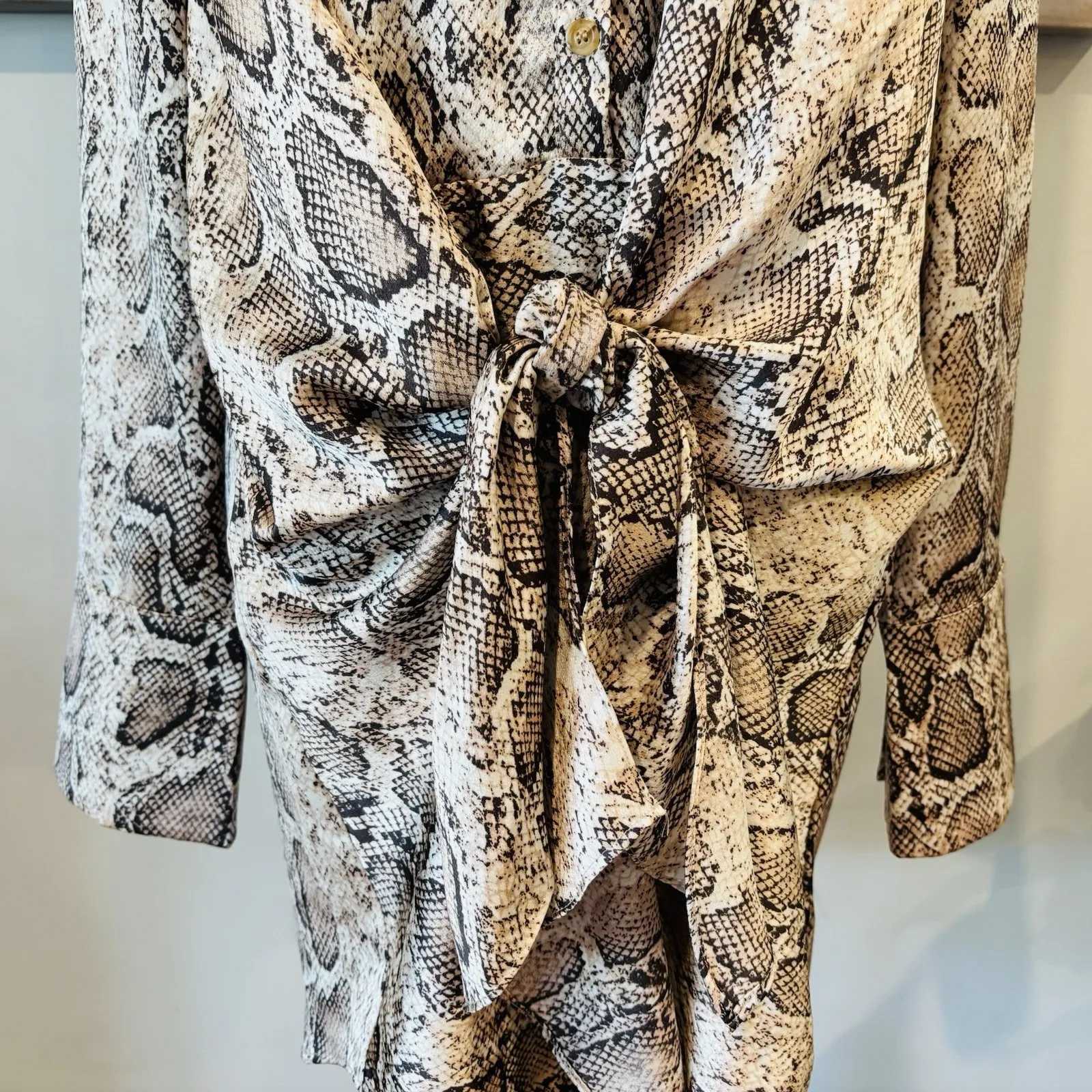 Sweet Lemon Silky Snake Skin High Low Wrap Dress • Size Medium - Image 8