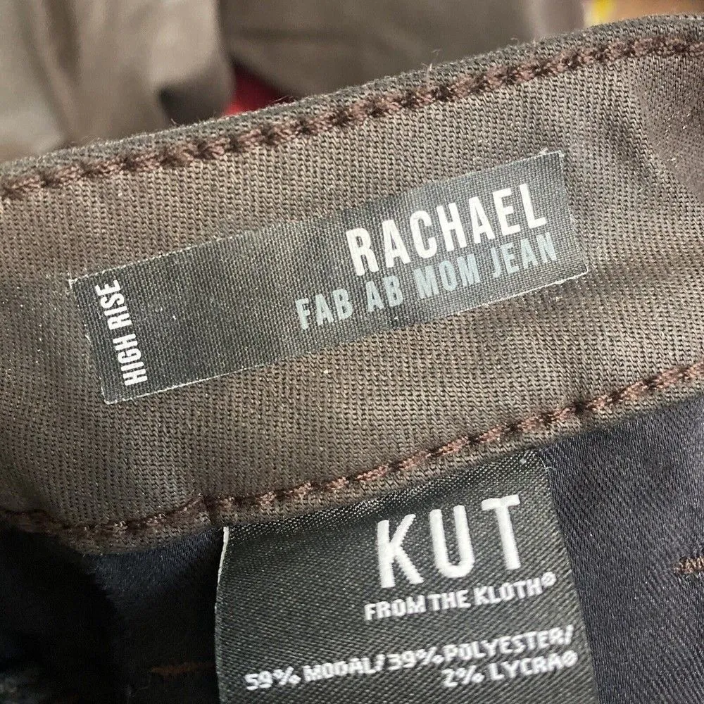 KUT From The Kloth 4L High Rise Rachael FAB AB MOM JEANS Skinny Waxed Coated - Image 8