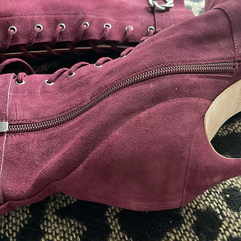 L'Agence  Burgundy Lace-Up Boots size 6 - Image 2
