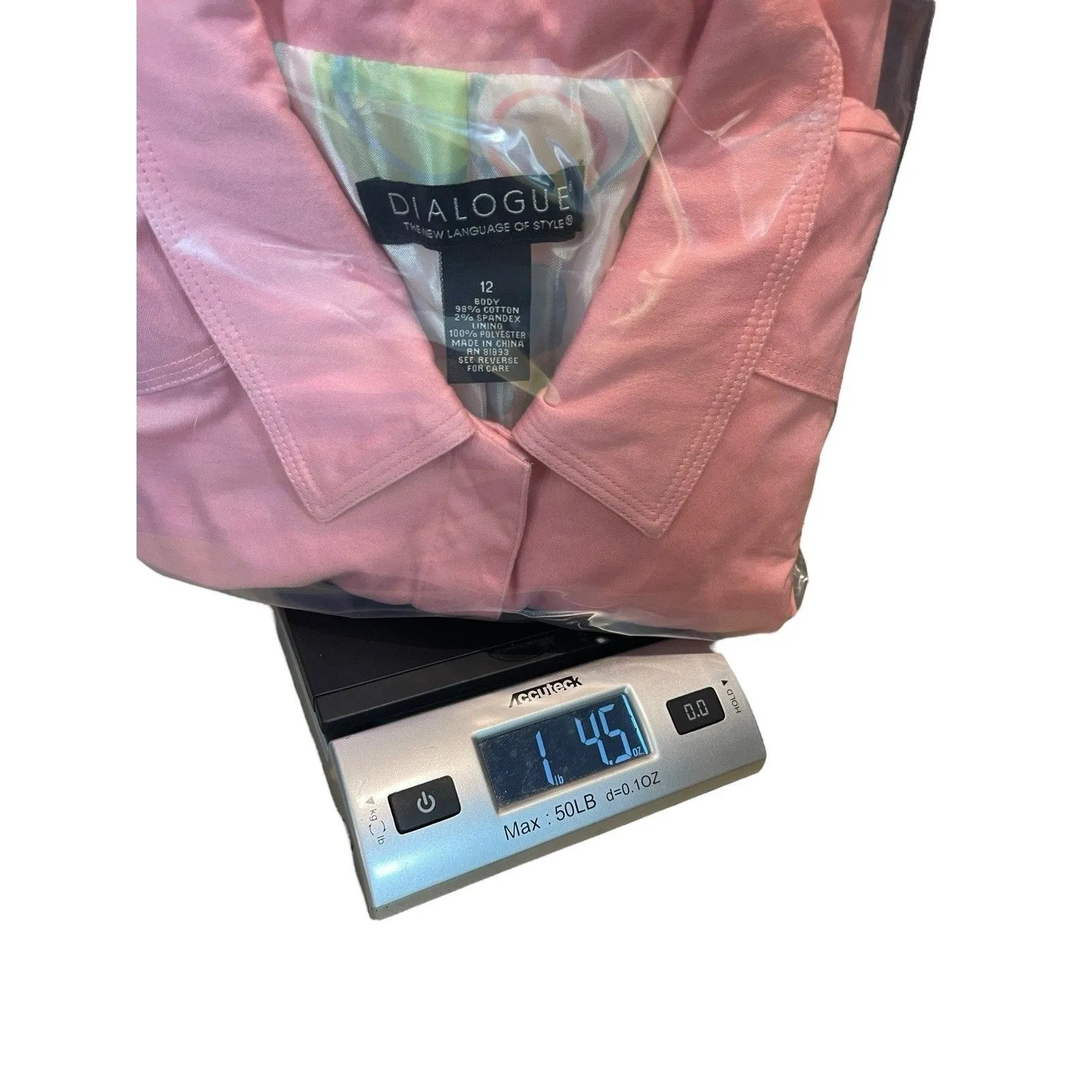 VTG Dialogue Women’s 12 Pink Cotton Spandex Button Front Jacket Lightweight 90s - Image 13