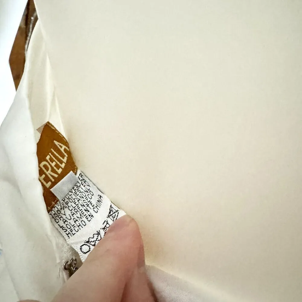 CINDERELLA Wedding Dress Women Size M Halter Neck Pleated Floral Open Back White - Image 15