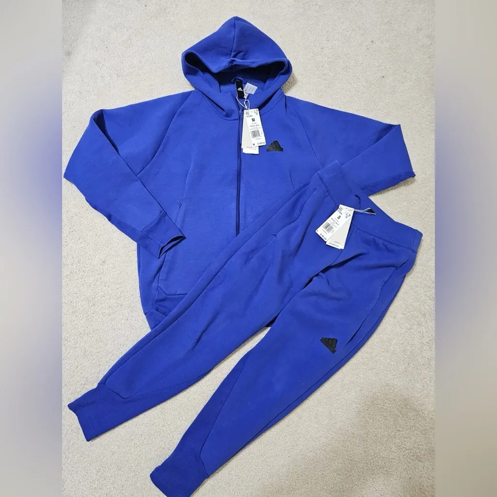 Complete Adidas Z.N.E. Track Suit matching set hoodie jacket joggers m Blue Size M - Image 4