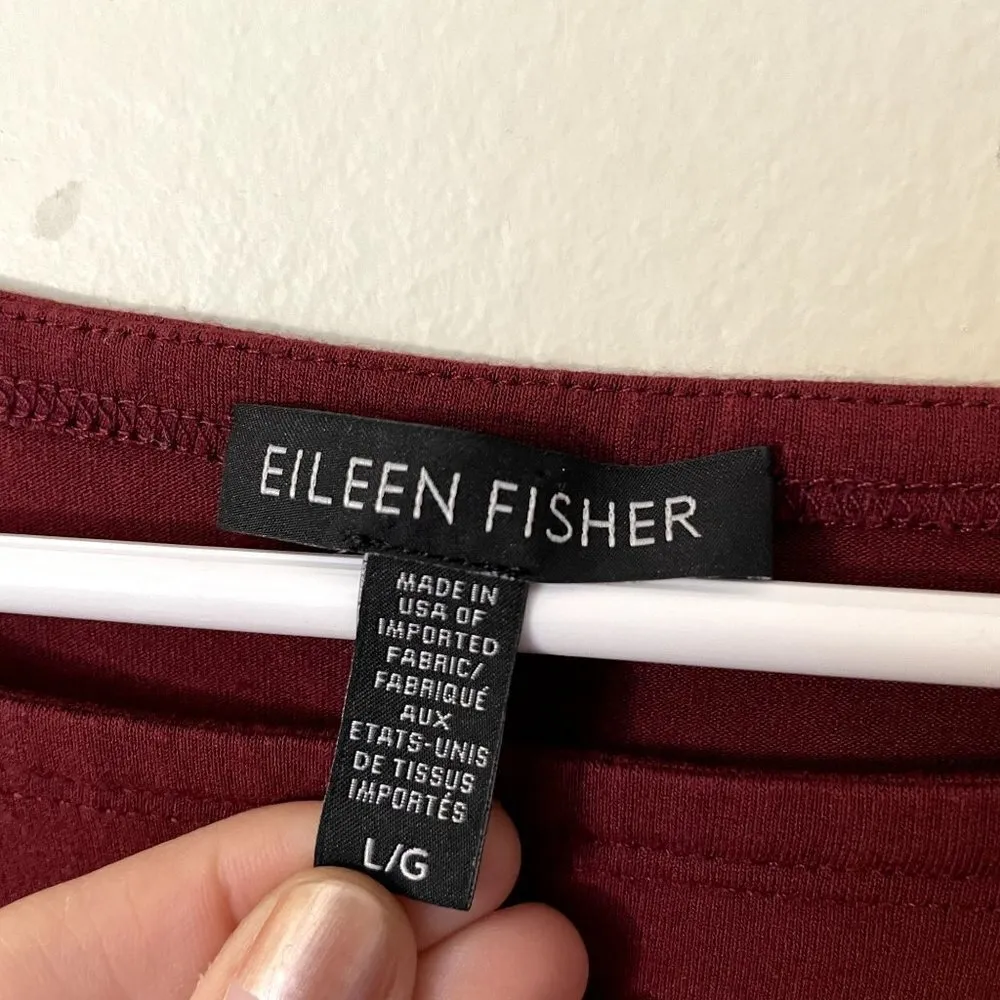 Eileen Fisher red long sleeved classic casual top blouse comfortable basic stapl - Image 5