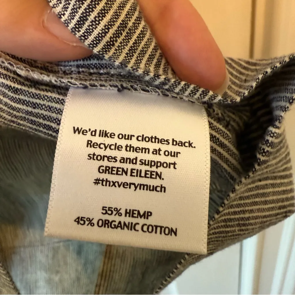 Eileen Fisher Sleeveless Hemp & Cotton Blend Striped Dress Size XS - Image 5