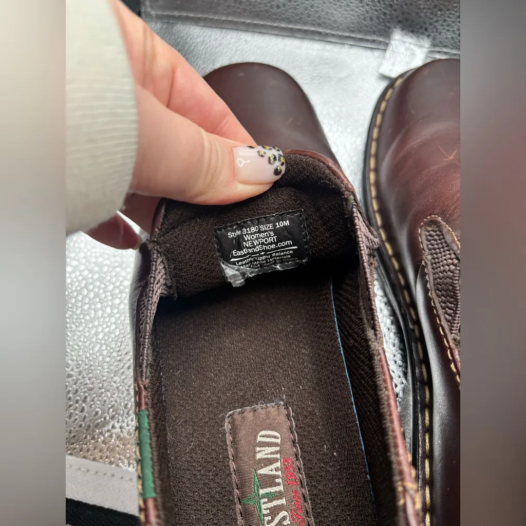 Eastland Newport 3180 Slip-On Loafer Shoes Brown Leather Womens Size 10 Boho - Image 5