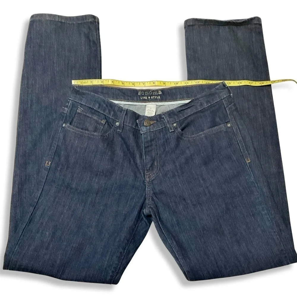 Sonoma Jeans Womens 8 Modern Fit Straight Low Rise Preppy Dark Wash Blue Stretch - Image 6