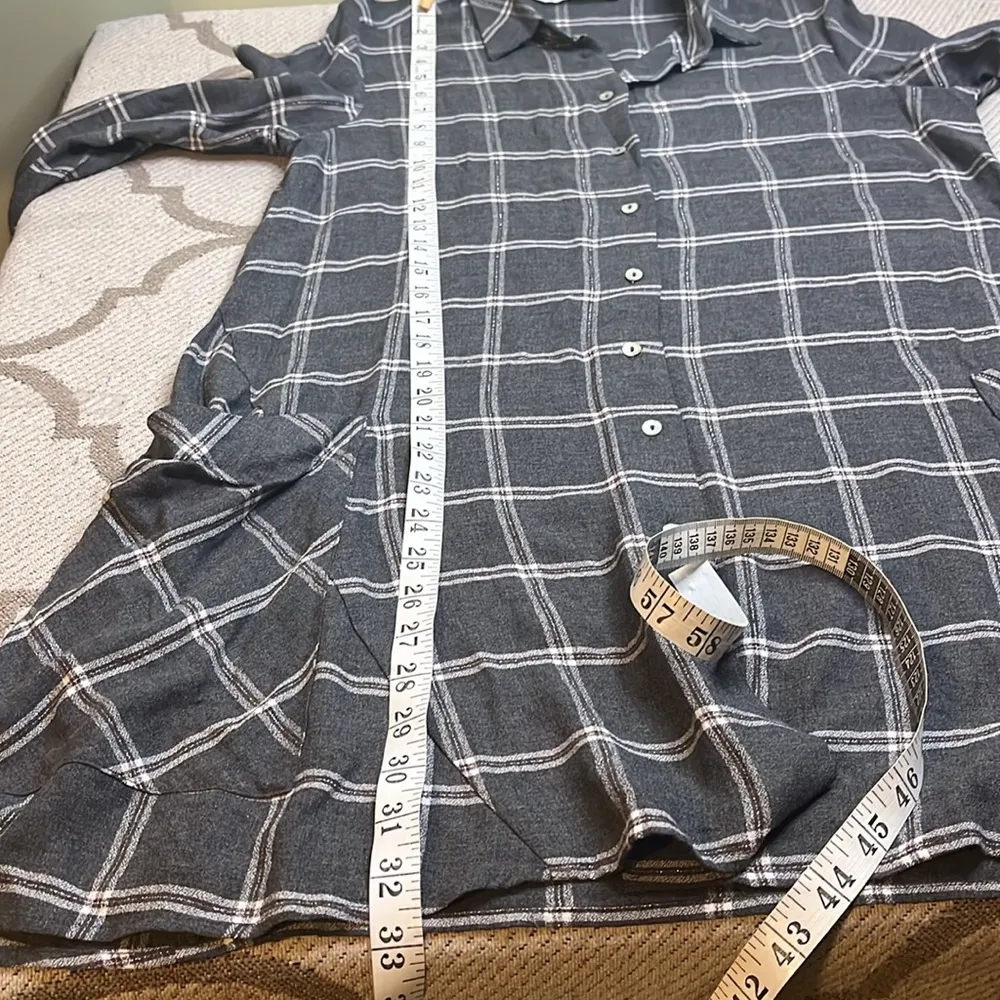 Zara plaid gray metallic threading button front mini shirt dress - Image 8