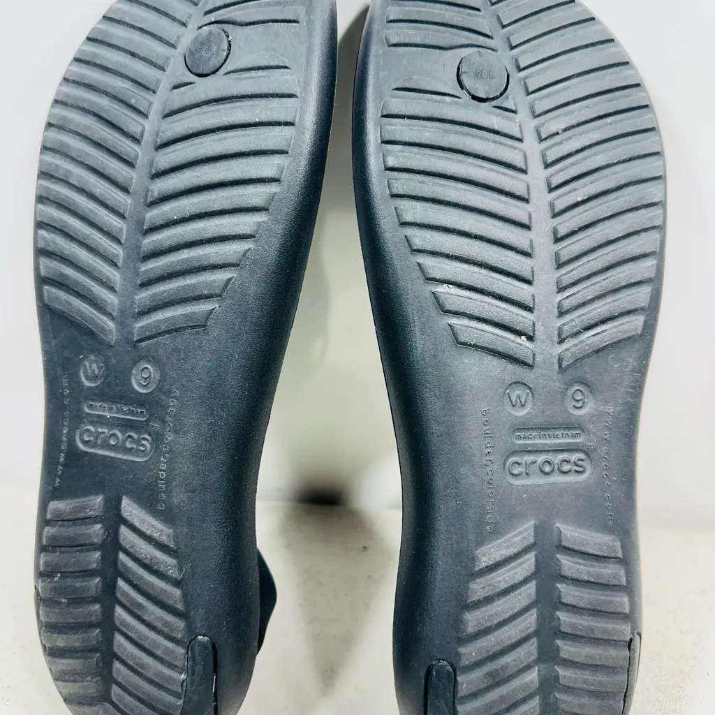 Crocs Sexi Flip Flop Sandals Womens Size 9 Black Serena T - Image 6