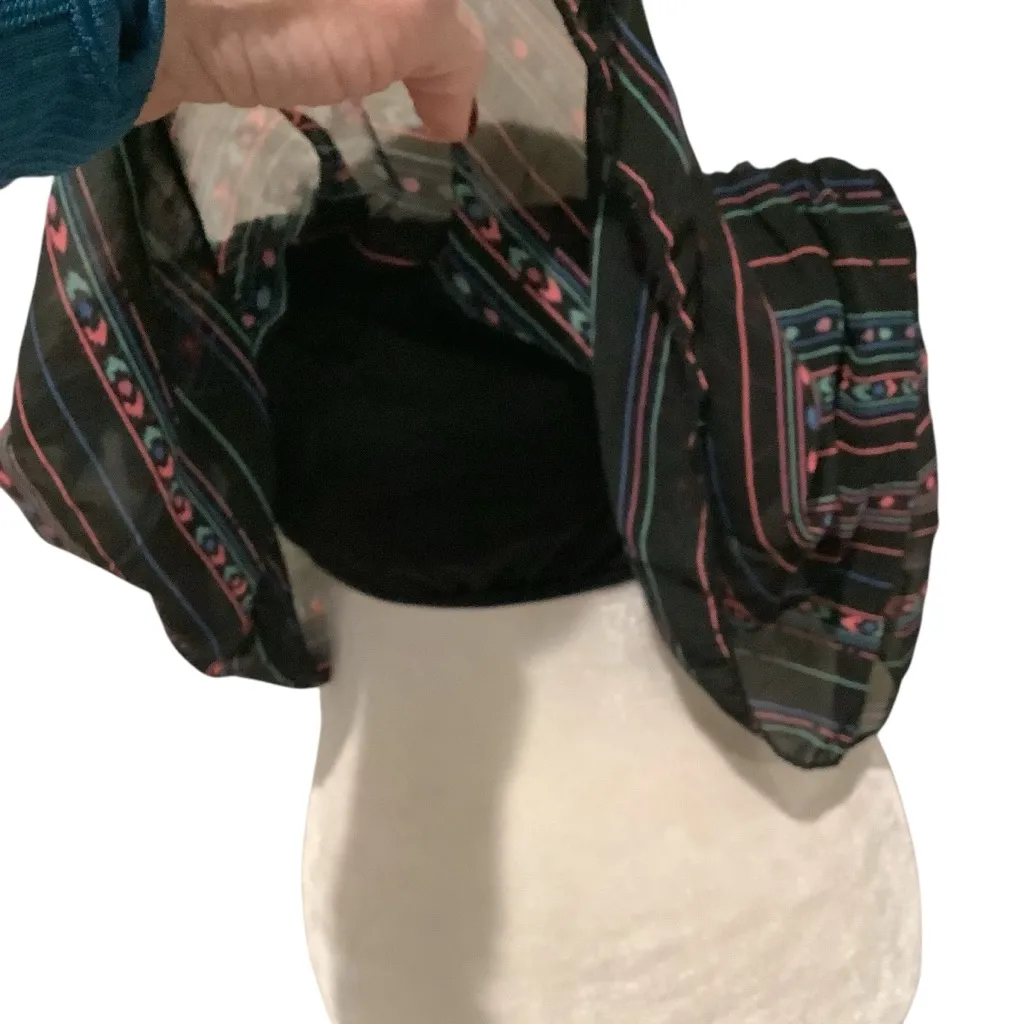 PacSun LA Hearts Black Multicolor Off-Shoulder Ruffle Crop Top Size S - Image 4