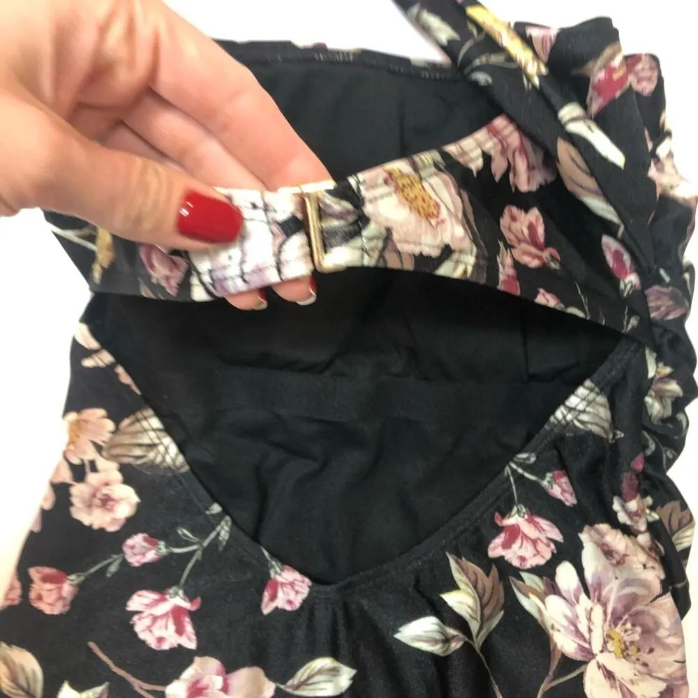 Rachel Roy Ruched Shoulder One Piece Swimsuit Black - Image 7