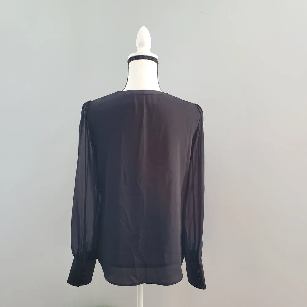 Express Women's Black Sheer Bling Collar Pullover Blouse Top Size S - Image 2