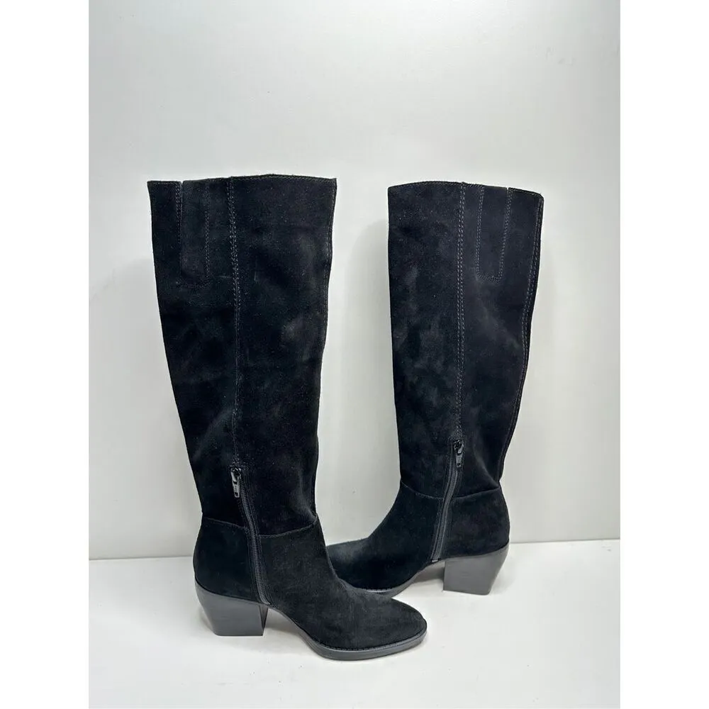 Naturalizer Fae Women Size 5 Suede Black High Knee Heeled Boots - Image 4