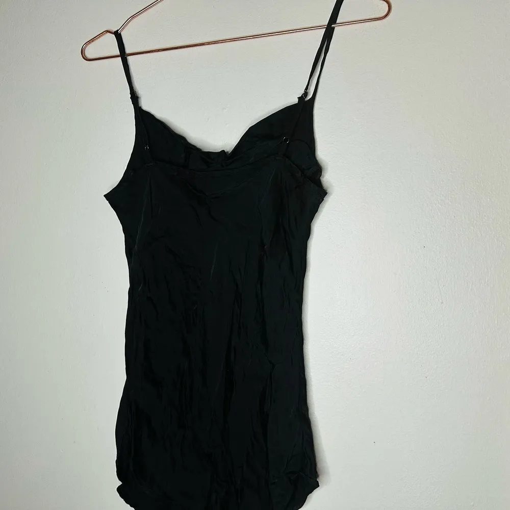 7 For All Mankind Soft Black Spaghetti Strap Cami Tank Top Size Small - Image 2