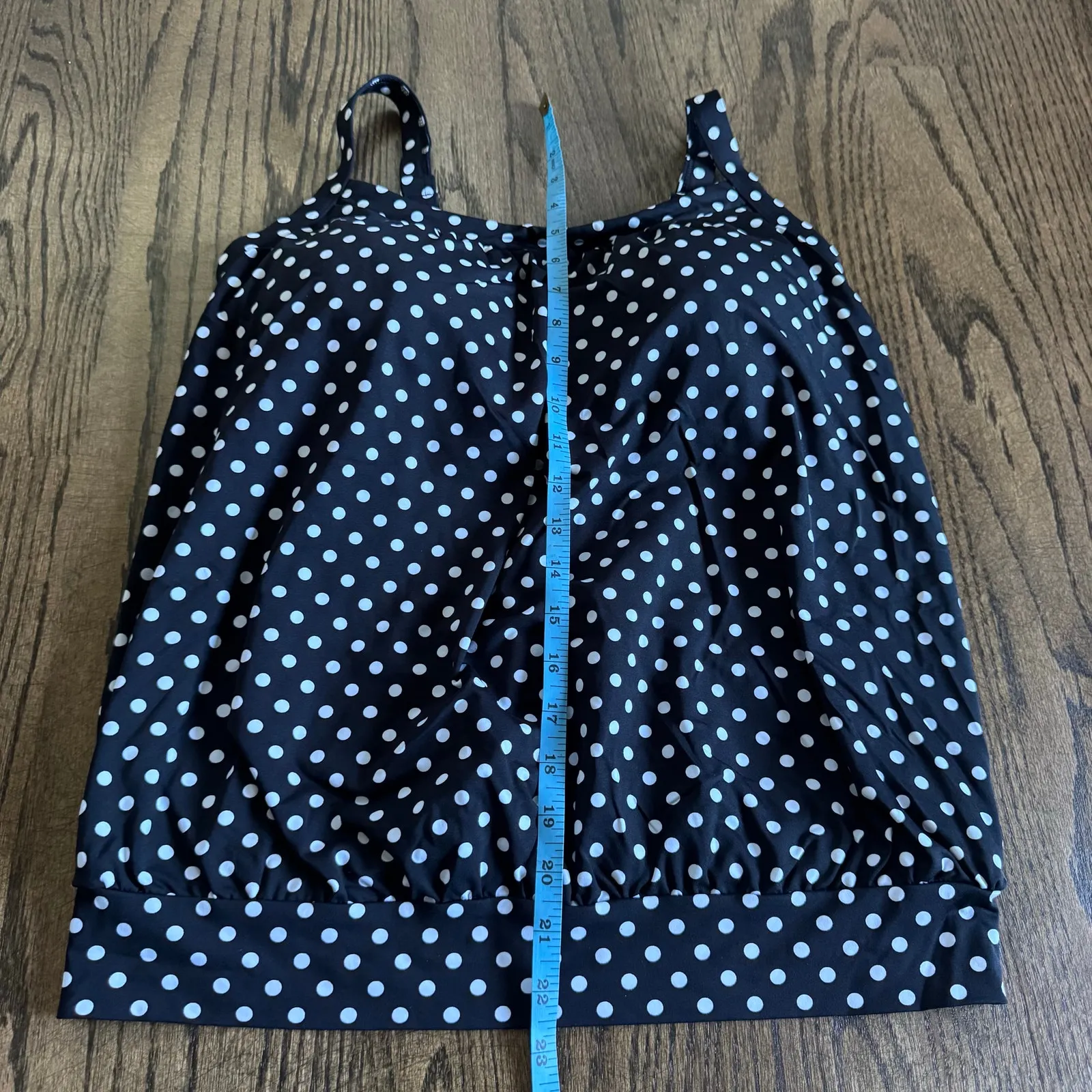 Lands End Womens Black White Polka Dot Banded Tankini Swim Suit Top Size 8 DD - Image 6