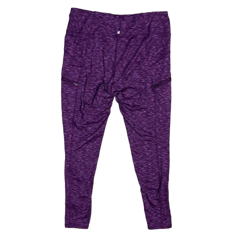 Z by Zobha Purple Pink Leggings Full Length Zip Pockets Size L (12 - Image 3