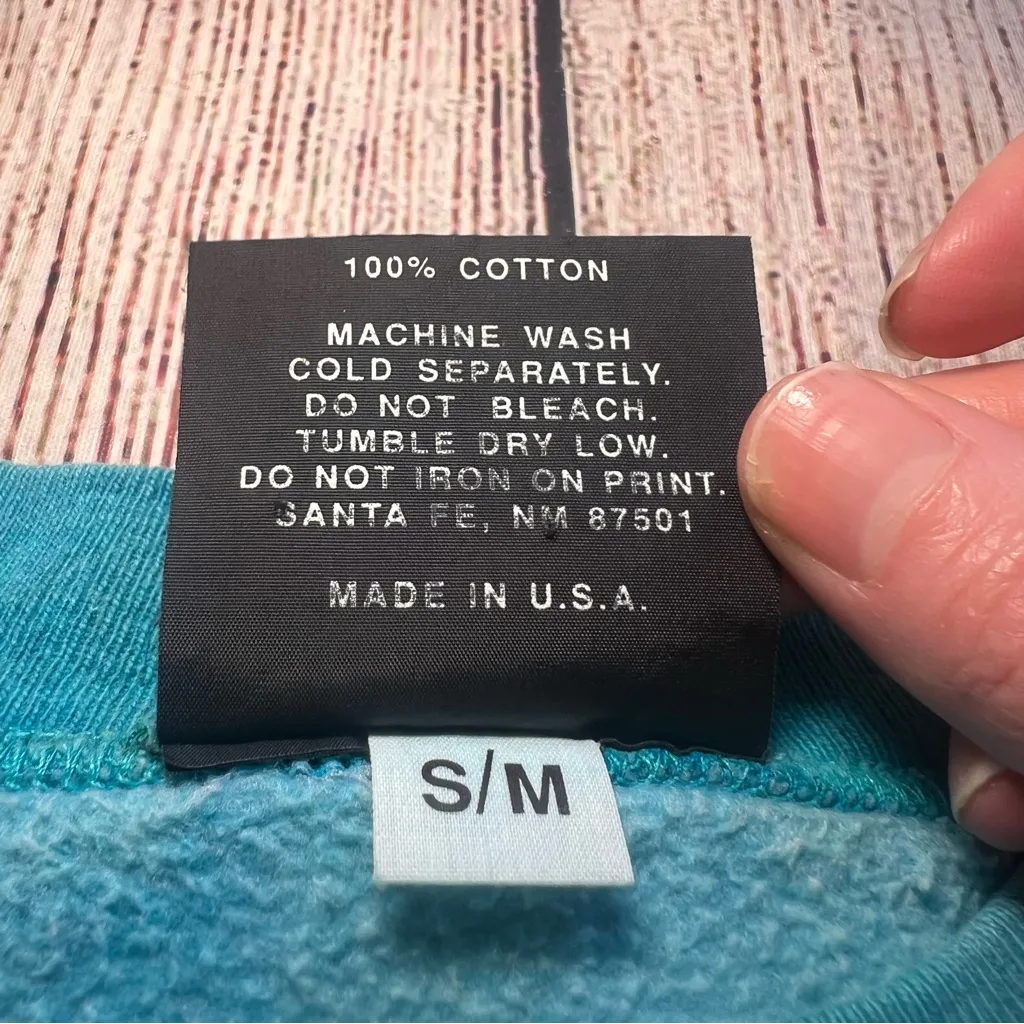 Vintage 90s Caribbean Sweater Adult Medium Blue Pullover Retro Watercolor Nature - Image 5