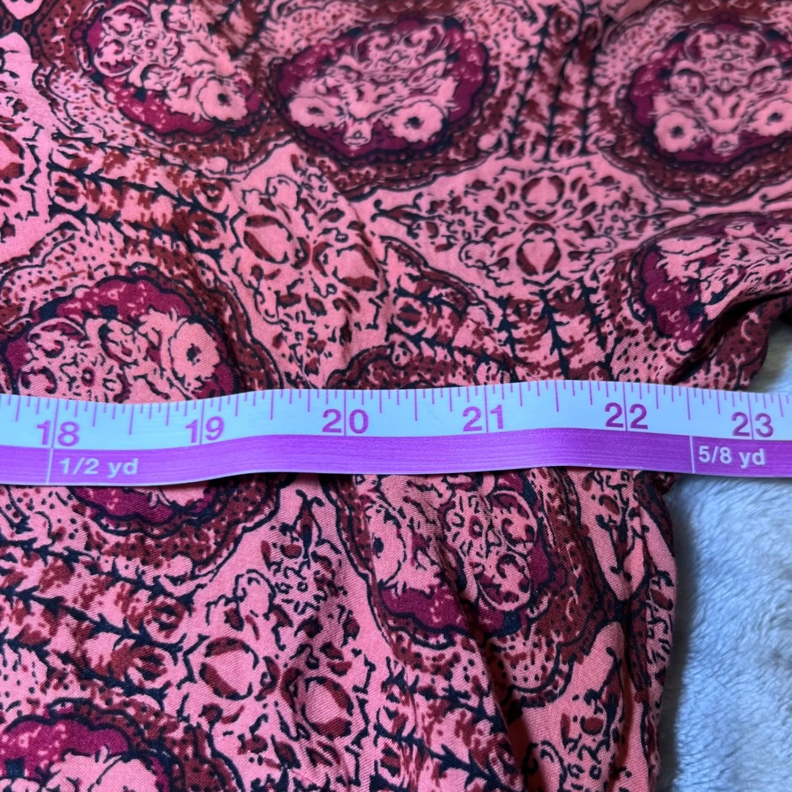 Artisan NY Tunic Top Womens 1X Pink Burgundy Paisley Print Shirt Boho Tassels - Image 12