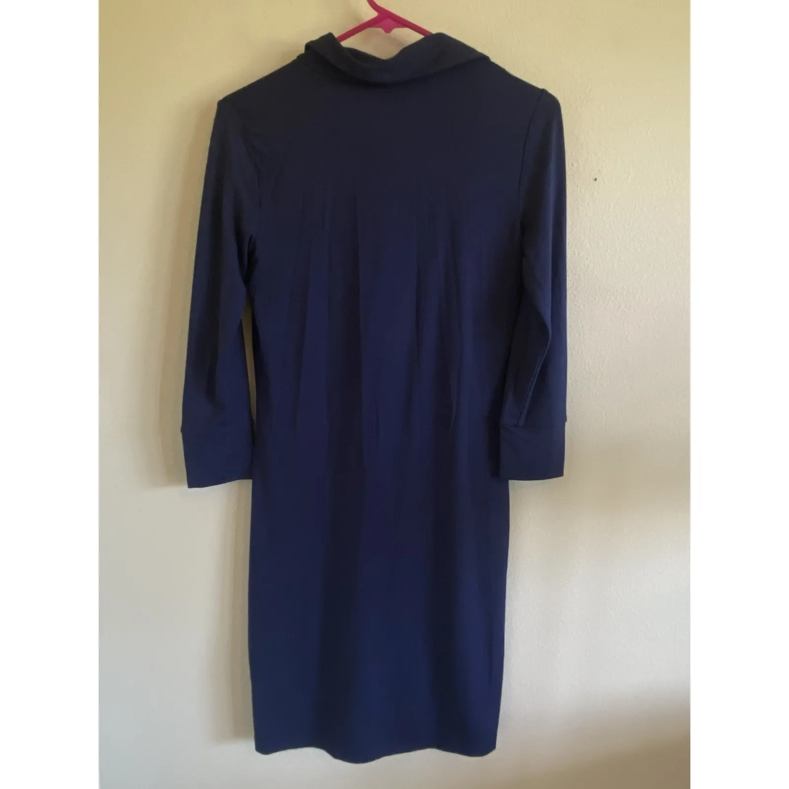 Lilly Pulitzer Navy Blue Gold Tone Button Collared Jersey Knit Dress‎ Womens XS - Image 8