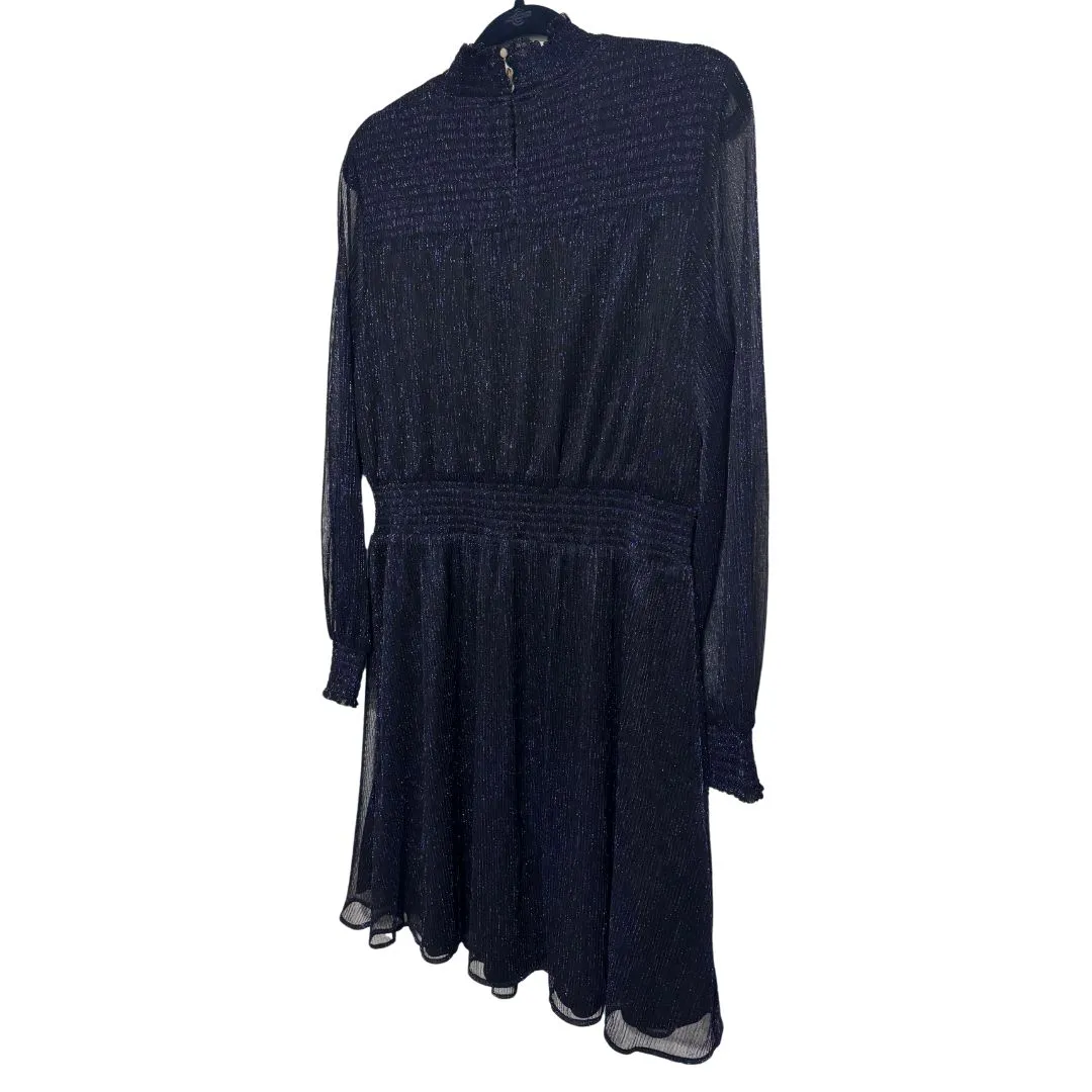 SAM EDELMAN Metallic Long Sleeve Cocktail Dress Midnight Blue Holiday NWT 14 XL - Image 6