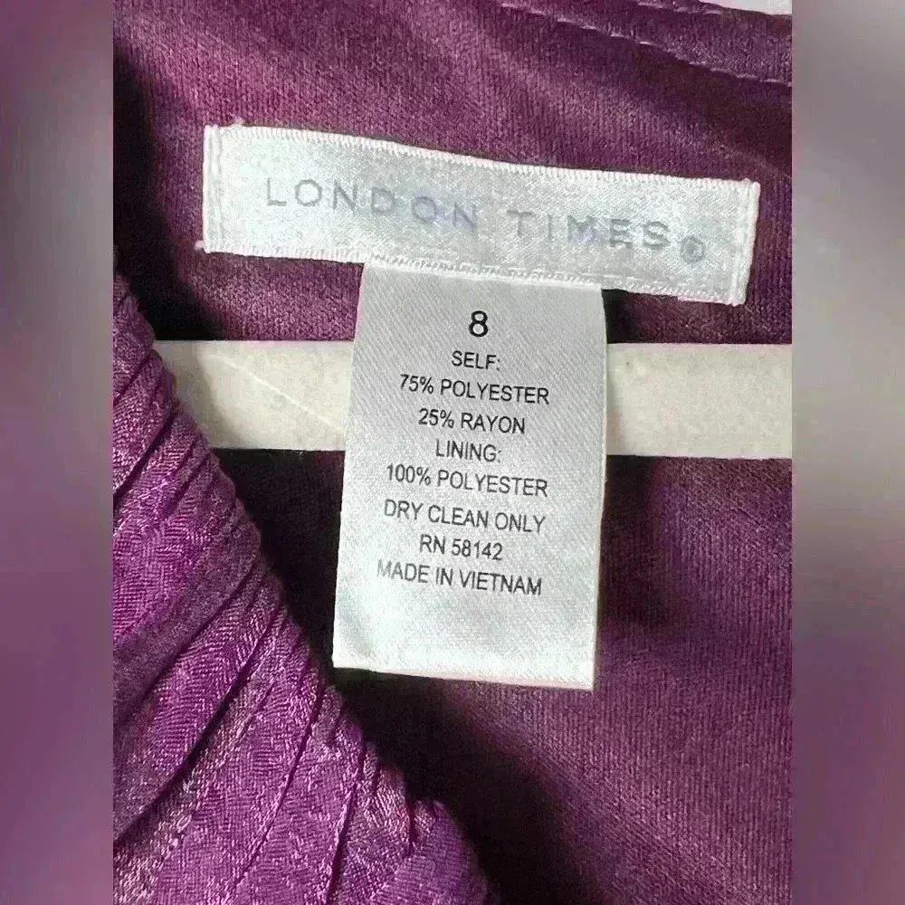 London Times Shimmering Purple Tiered Chiffon Sheath Dress Women’s Size 8 - Image 9